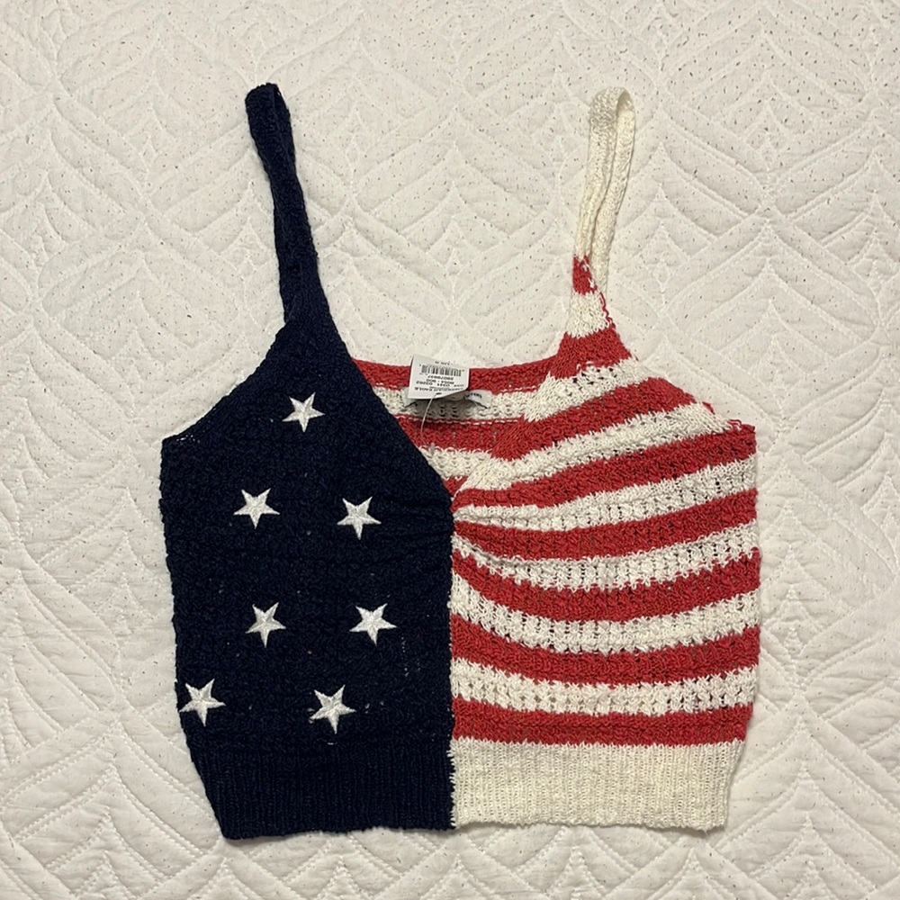 Crochet United States Flag Crop Tank Top